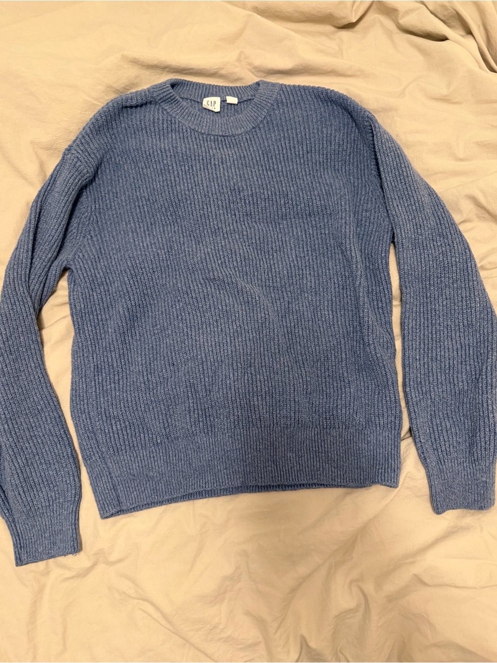 GAP Blue Crewneck Ribbed Knit Sweater